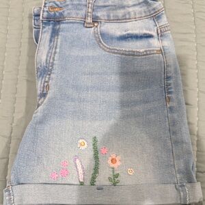 Embroidered Denim Kids Shorts